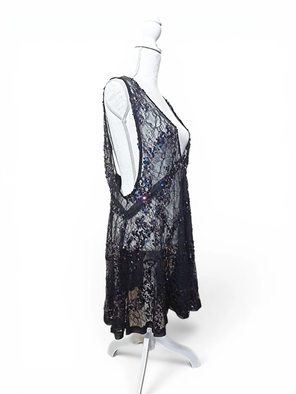 ✨️RARE! Highly Sought After! Free People Black Sheer Sequins Mini Dress! NWOT!